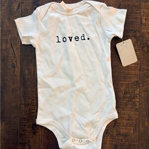 Cream 'Loved' Baby Bodysuit